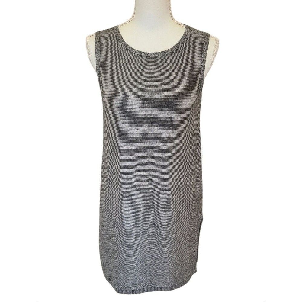 eileen fisher merino wool blend striped sleeveless tunic lagenlook knit top S